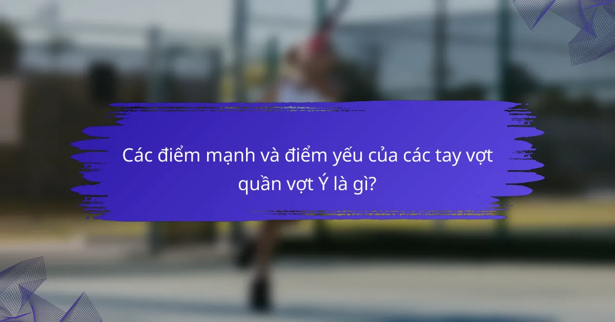 Các điểm mạnh và điểm yếu của các tay vợt quần vợt Ý là gì?