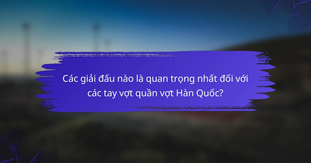 Các giải đấu nào là quan trọng nhất đối với các tay vợt quần vợt Hàn Quốc?