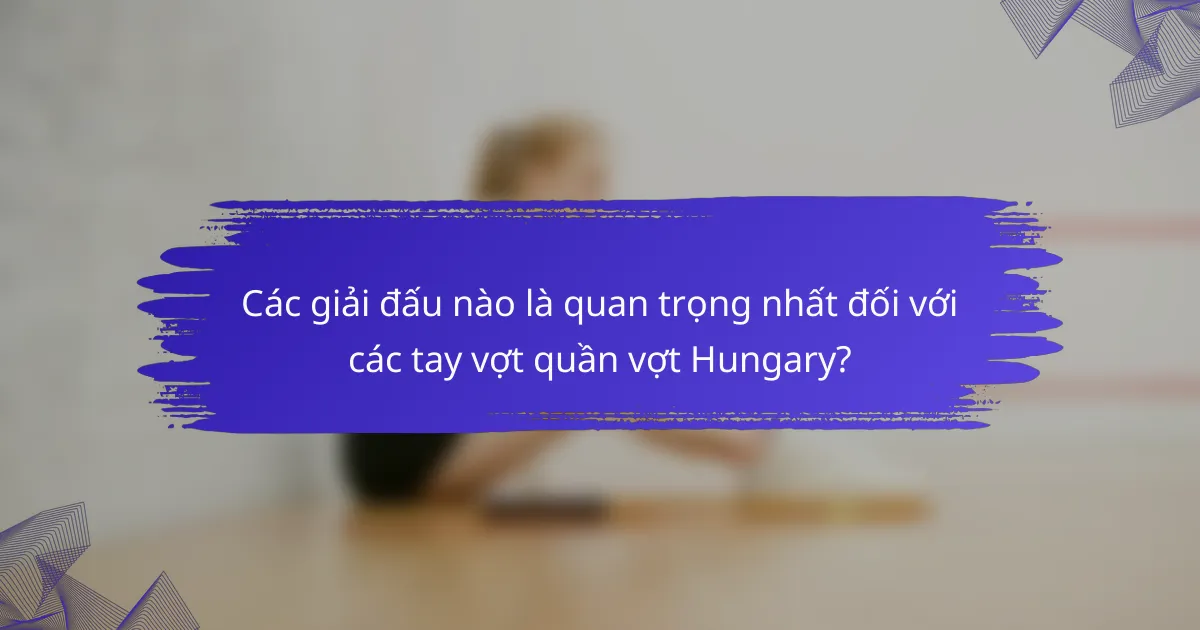 Các giải đấu nào là quan trọng nhất đối với các tay vợt quần vợt Hungary?