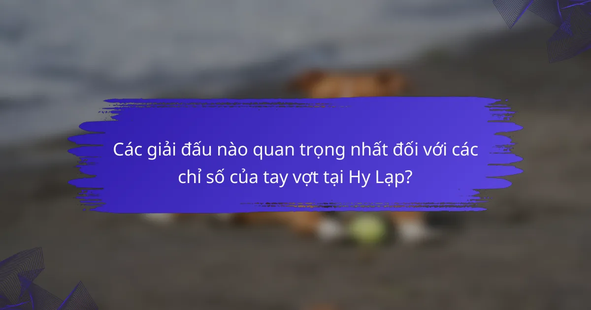 Các giải đấu nào quan trọng nhất đối với các chỉ số của tay vợt tại Hy Lạp?
