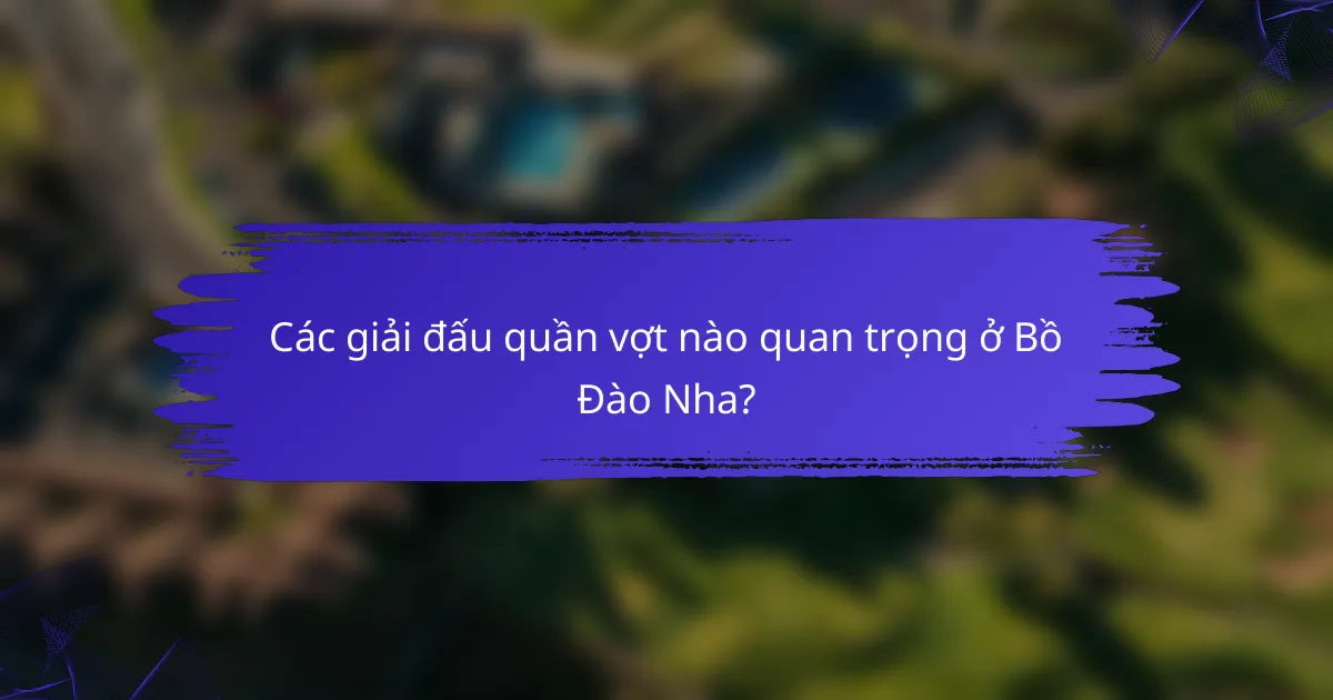 Các giải đấu quần vợt nào quan trọng ở Bồ Đào Nha?
