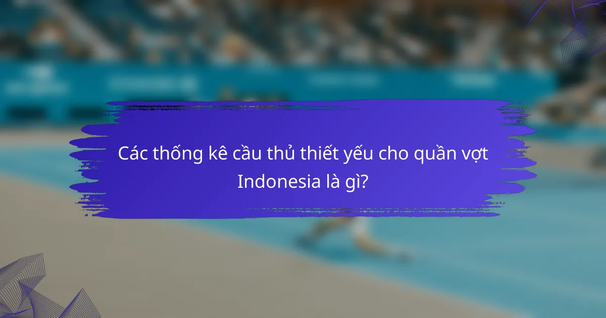 Các thống kê cầu thủ thiết yếu cho quần vợt Indonesia là gì?