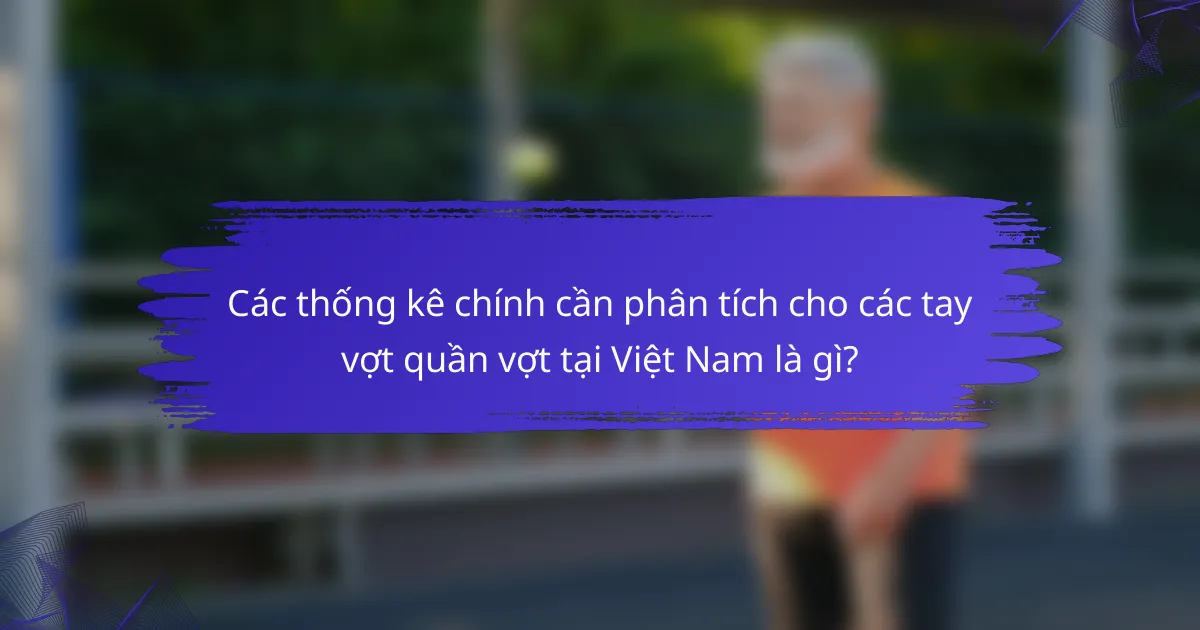 Các thống kê chính cần phân tích cho các tay vợt quần vợt tại Việt Nam là gì?