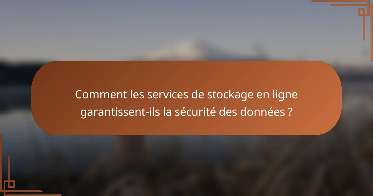 Comment les services de stockage en ligne garantissent-ils la sécurité des données ?