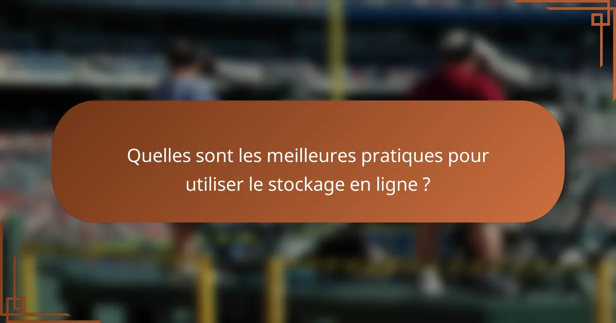 Quelles sont les meilleures pratiques pour utiliser le stockage en ligne ?