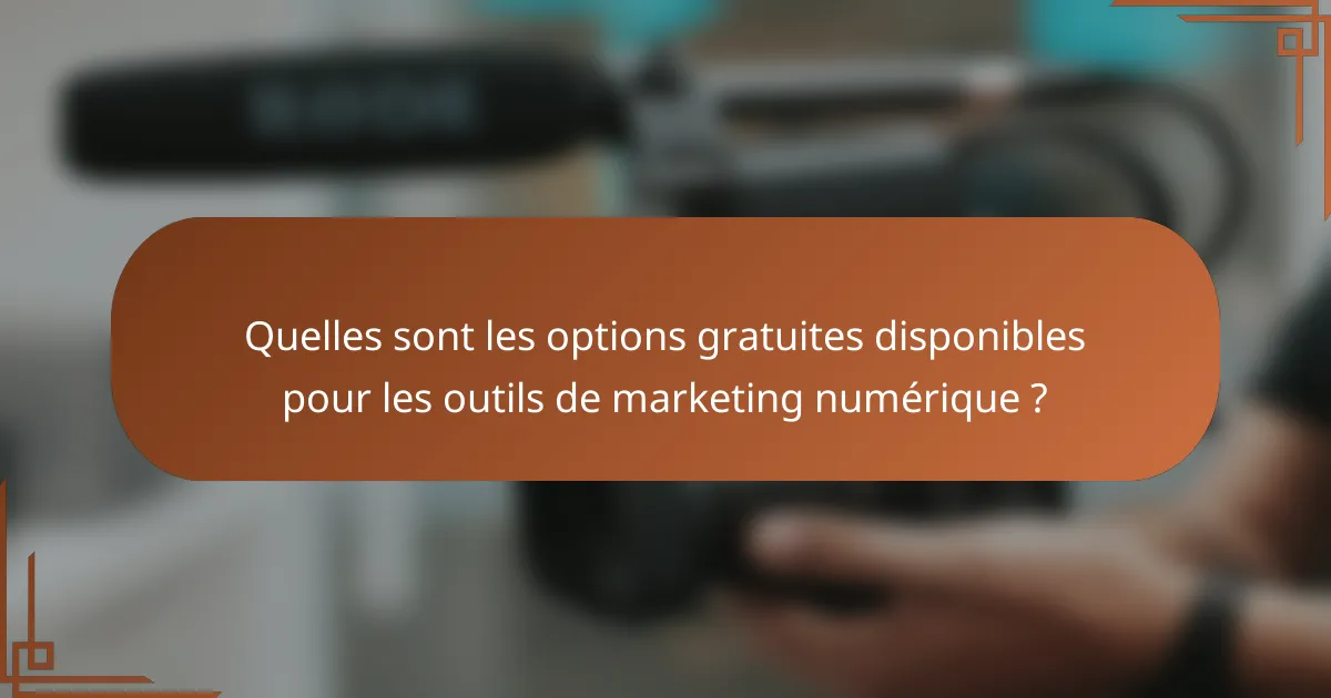 Quelles sont les options gratuites disponibles pour les outils de marketing numérique ?