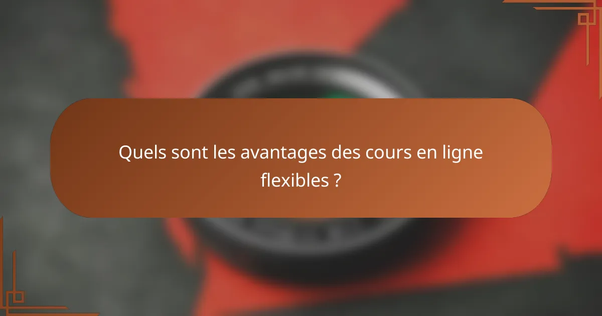 Quels sont les avantages des cours en ligne flexibles ?