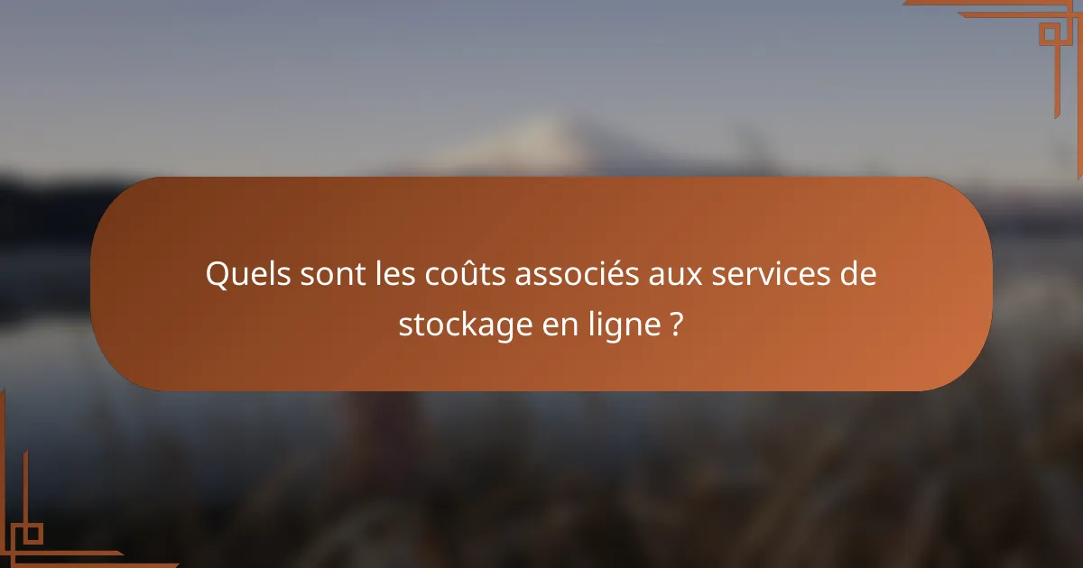 Quels sont les coûts associés aux services de stockage en ligne ?