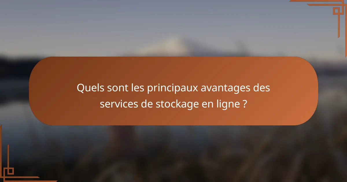 Quels sont les principaux avantages des services de stockage en ligne ?