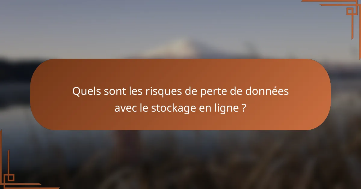 Quels sont les risques de perte de données avec le stockage en ligne ?